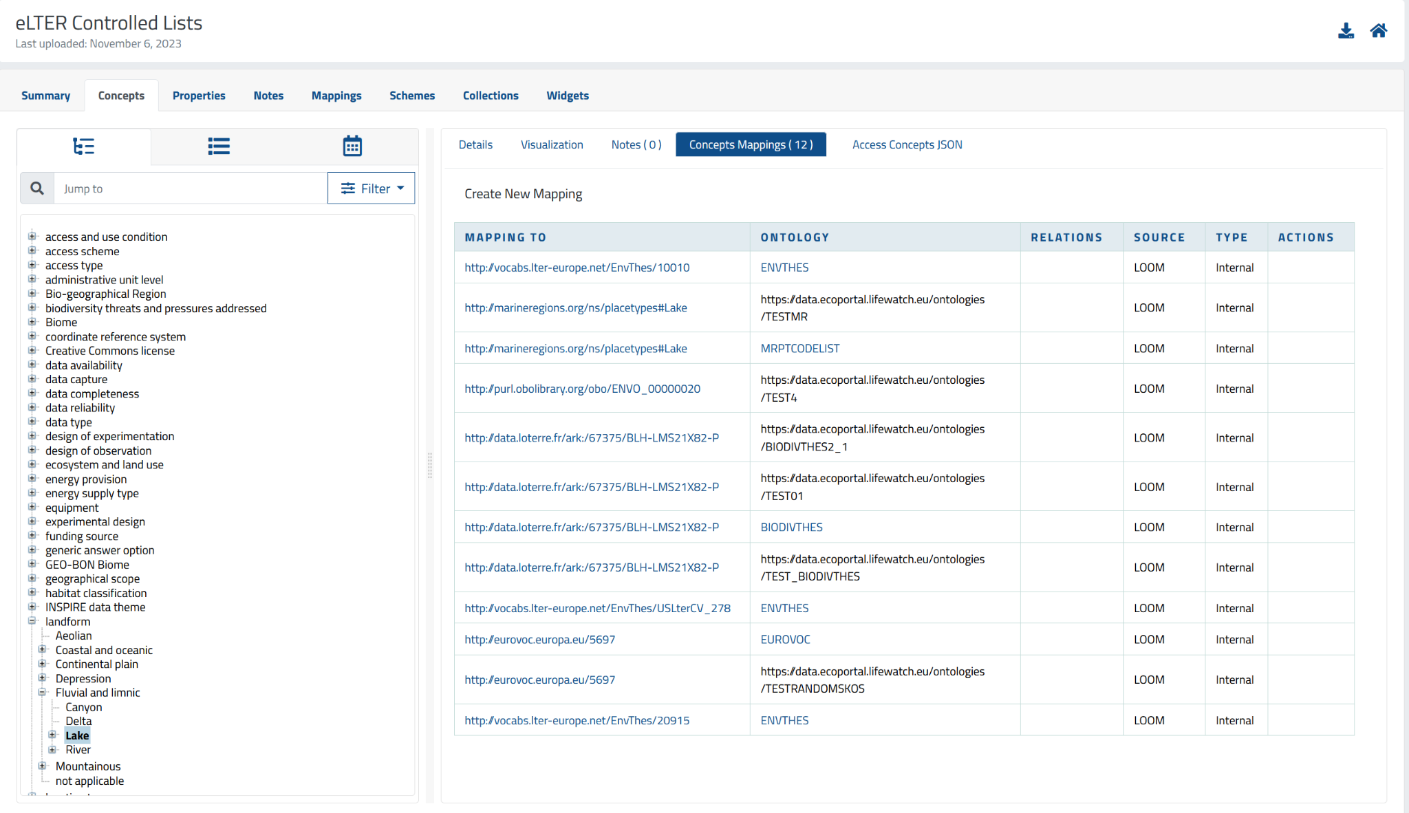 View classes of a specific semantic artefact - mappings